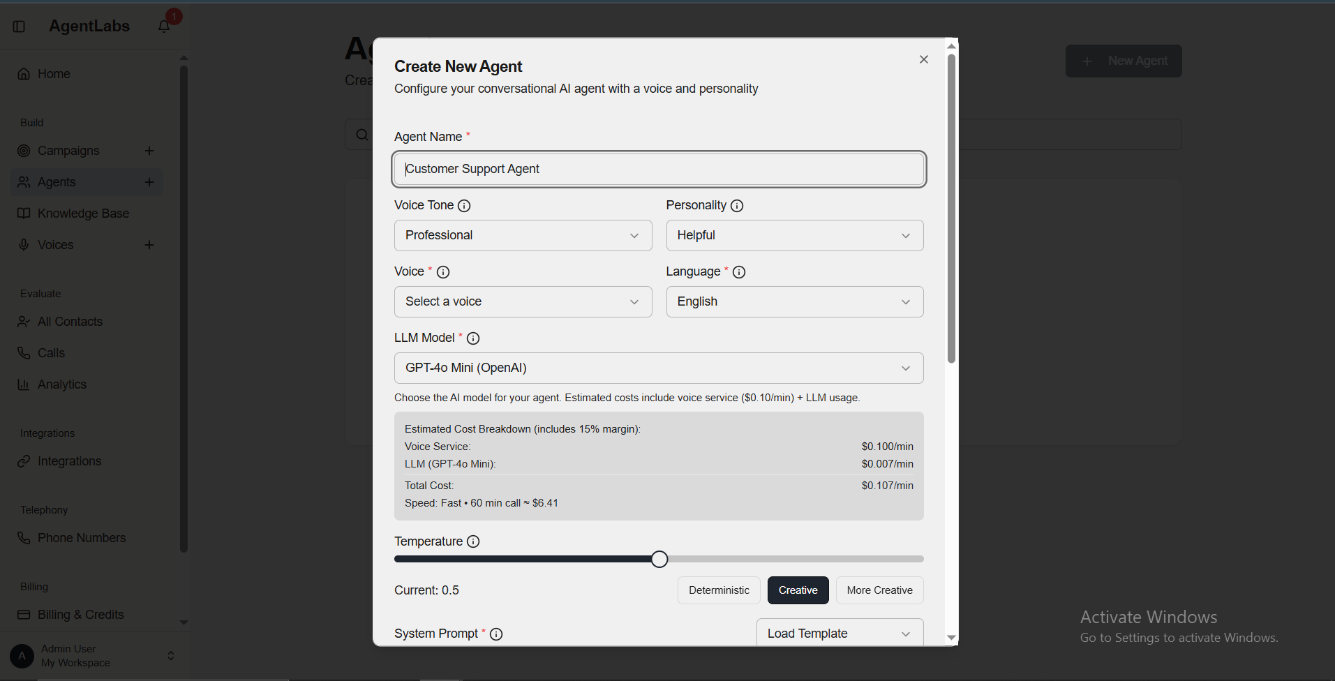 Create Agent Configuration