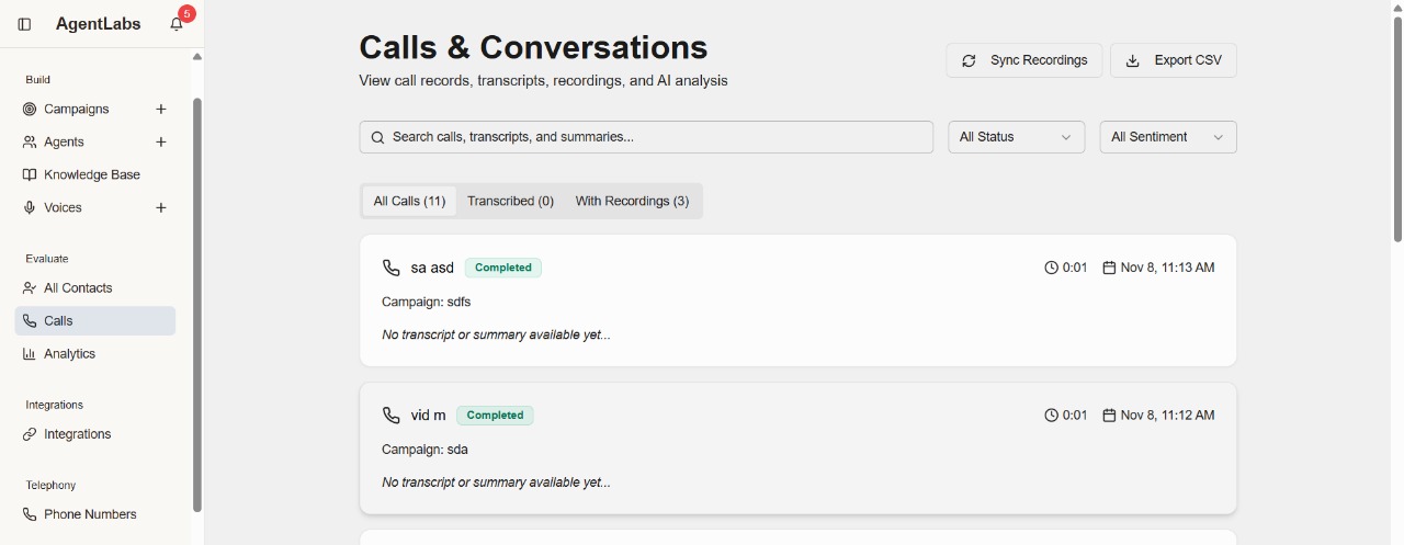 Calls & Conversations Management
